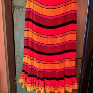 Striped Multicolor Pleated Skirt
